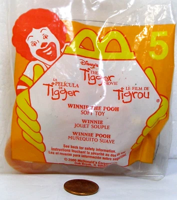 Juguete suave Winnie The Pooh de la película The Tigger de Disney McDonalds 2000 #5 SJC Foto 1 de 2