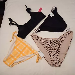 Xhilaration Women's Size XL Black Bandeau Black Yellow Animal Print Bottoms NWT - Picture 1 of 23