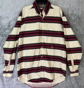 Tommy Hilfiger Men's Long Sleeve Shirt Button Down Striped M/M 100% Cotton - Picture 1 of 9