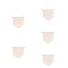 5 Pack Blank Cotton Canvas Banner Cute Pin Case Pennants Nail The Wall Hanging