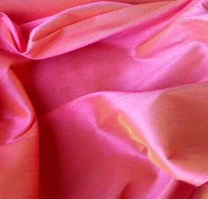 15 YARD LOT MOROCCAN SUNSET FAUX SILK DUPIONI TWO TONE FABRIC 60" FUCHSIA YELLOW - Picture 1 of 7