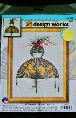 Design Works "Mikado" Japanese Woman and Fan Counted Cross Stitch Kit 12"x16" - Image 1 of 2