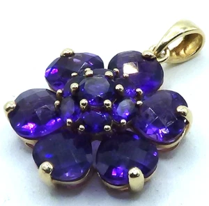 BEAUTIFUL SOLID 14K YELLOW GOLD LARGE AMETHYST CHARM / PENDANT - Picture 1 of 7