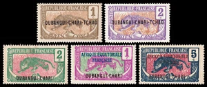 Ubangi-Shari Scott 1-2, 24, 41, 44 (1915-24) Mint H-NH F-VF Y - Picture 1 of 1