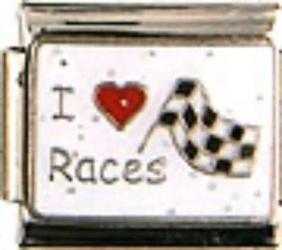 PULSERA I LOVE RACES ENCANTO ITALIANO ESLABÓN 9MM ACERO INOXIDABLE Foto 1 de 4