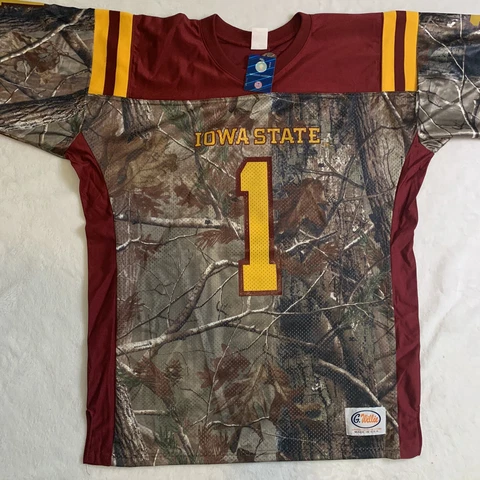 Iowa State Cyclones Football Jersey Mens Size Large Realtree Camo Red Gold Cover