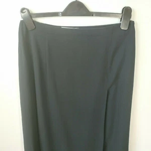 Jaeger Vintage Maxi Skirt Navy Blue Wrap Front Wool Blend Career Modest Size 14 - Picture 1 of 9