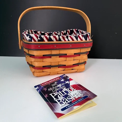 Longaberger 1997 All American Patriot Basket with Stars and Stripes Liner Cover