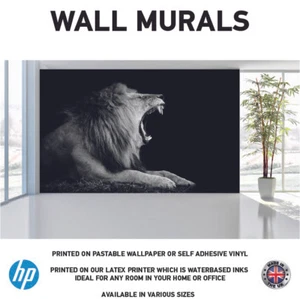 Black and White African Lion Wall Murals WallPaper Print Decal sticker WM0028 - Picture 1 of 1