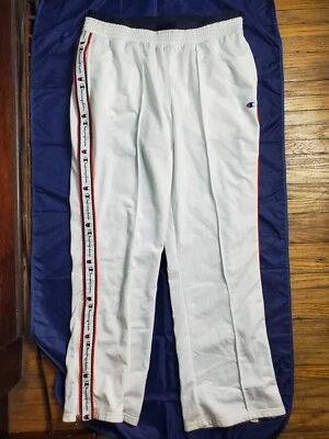 Pantalones deportivos Champion vintage blancos rojos azules a rayas para hombre talla grande L Foto 1 de 4
