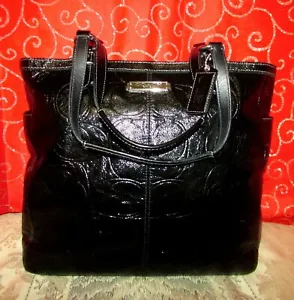 COACH GALLERY NORTH/SOUTH EMBOSSED SIGNATURE PATENT LEATHER TOP ZIP TOTE F19818 - Picture 1 of 12