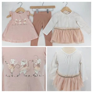 SAVANNAH Baby Girls Pink Ballet Ballerina Dancing Mice Set Outfit Size 18 Months - Picture 1 of 19