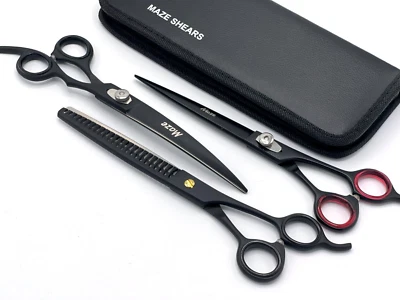 Pro Pet Grooming CURVED ScissorS CHUNKER THINNING + CUTTING SHEARS SET J2 8.5” - Image 1 of 4