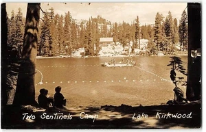 Two Sentinels Camp RPPC LAKE KIRKWOOD Amador County Girl Scouts 1950s Postcard - Picture 1 of 2