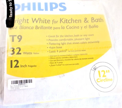 Philips bright white kitchen bath T9 32 watt 12" circline fluorescent light bulb - Image 1 of 4