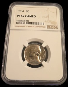 1954 P JEFFERSON NICKEL, NGC PF 67 CAMEO - Bild 1 von 3