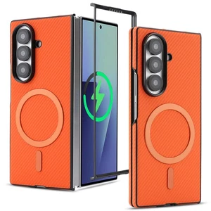 Rugged Carbon Fiber Mag Safe Magnetic Case For Samsung Galaxy Z Fold 7 6 5 4 3 - Picture 1 of 17