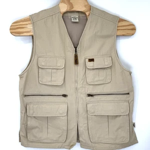 Rainforest Cafe Zip Up Vest Large Beige Hunting Safari Fishing Cargo Pockets - Picture 1 of 4