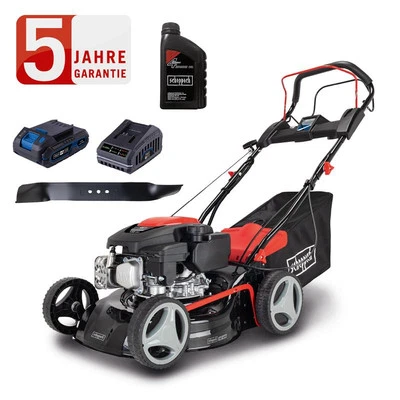 Scheppach Benzin Rasenmäher RM420AE 3,5PS + Öl mit Antrieb + E-Start + 2.Messer