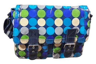 Boden Polka Purse Messenger Bag Polka Dots Crossbody Satchel Blue & Green Saddle - Image 1 of 4