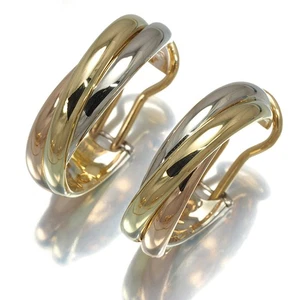Auth Cartier Earrings Trinity 3color Hoop 18K 750 Yellow White Rose Gold - Picture 1 of 5
