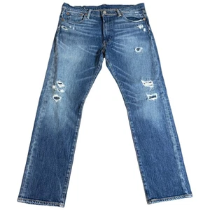 Vintage Levi’s 513 Jeans Herren 36x32 Dark Patchwork Straight Fit Distressed Denim - Bild 1 von 3