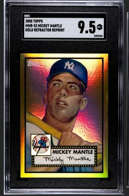 Mickey Mantle Topps MMR52 1952 2008 refractor de oro SGC 9,5 como nuevo 1952 Foto 1 de 2