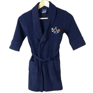 OshKosh Kids All Star Fleece Robe Blue Size 4 5 XS Embroider Pockets Belt Sports - Picture 1 of 7