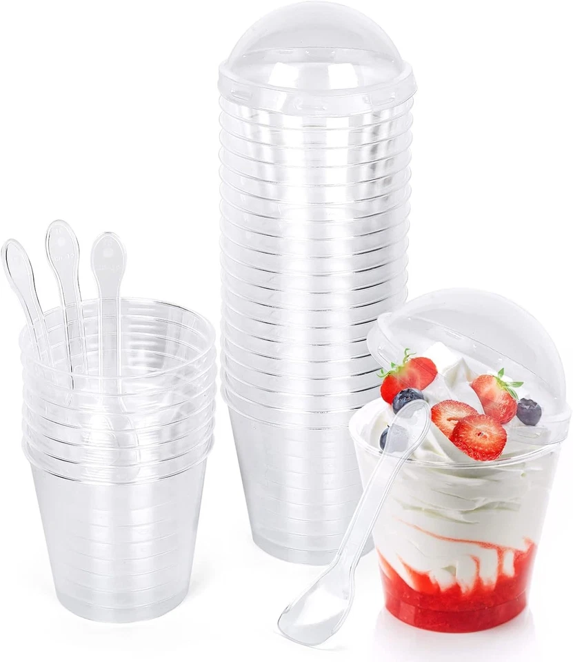 50 Pcs Reusable Dessert Cups with Lids and Spoons Pots - Image 1 of 1