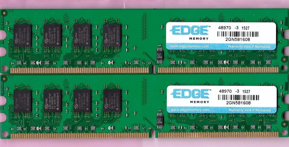 4GB 2x2GB PC2-6400 EDGE Memory 2GN581608 PE21553802 DDR2-800 Desktop Ram Kit - Image 1 of 3