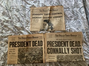 Dallas Times Herald Kennedy Assassination Original 22.11.63 - Beide Ausgaben 👀👀 - Bild 1 von 4