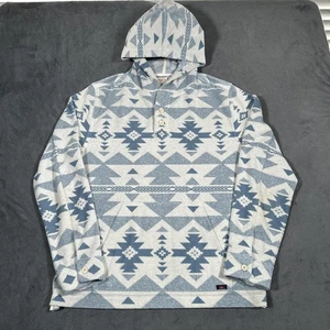 Sudadera con Capucha Faherty Para Hombre Grande Azul Terry Baja Henley Azteca Tejida Doug Buena Pluma - Imagen 1 de 11