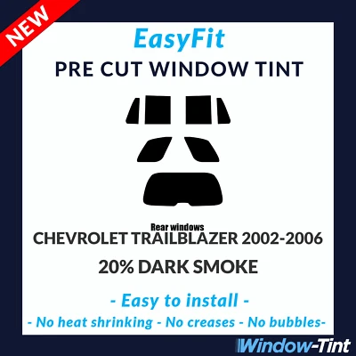 EasyFit Static Pre Cut Tint For Chevrolet Trailblazer 2002-06 - 20% Dark Rear - Image 1 of 3