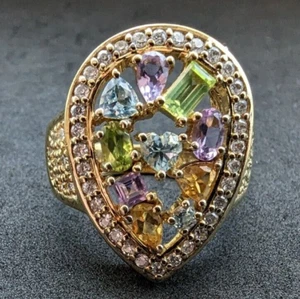 Multistone Ring vergoldet Silber 925 Amethyst Spinell Citrin Peridot RG 60 - Bild 1 von 9