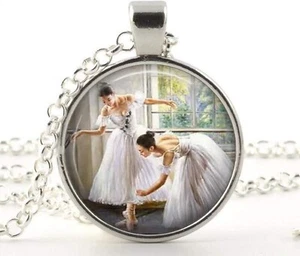 Ballerina Ballet Dancer Music Pendant Necklace and Ring Tibet Silver Jewelry Set - Picture 1 of 9
