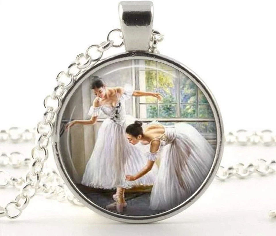 Bailarina Ballet Bailarina Música Colgante Collar y Anillo Tíbet Plata Conjunto de Joyas Foto 1 de 4