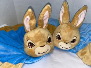 Peter Rabbit Baby Blankets Lovey Plush Head Tail Satin Cuddle Mats Easter Set - Picture 1 of 15
