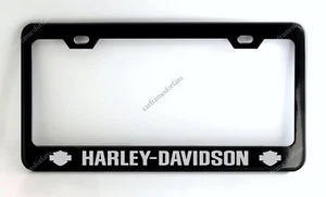 HARLEY DAVIDSON Black License Plate Frame - Powder Coated Metal - Picture 1 of 2