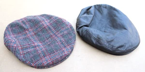 PAIR OF BORSALINO DORIA 1 WOOL BLEND & BLACK LEATHER NEWSBOY APPLE CAP HAT LOT - Picture 1 of 16