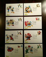 LOTTO 8 CARTOLINE filateliche PAPERINO DISNEY 85 YEARS.2019 annullo Lucca Centro