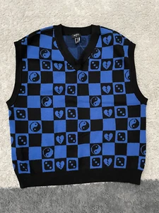 Chaleco a Cuadros NUEVO CON Etiqueta Azul y Negro Mediano - Imagen 1 de 4