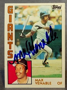 1984 Topps #58 Max Venable Auto Autographed w COA Hard Signed - Picture 1 of 4