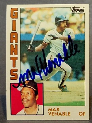 1984 Topps #58 Max Venable Auto Autographed w COA Hard Signed - Image 1 of 4