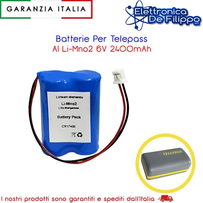 Batteria Per Telepass 6V 2400mAh 2CR-17450 - Immagine 1 di 4