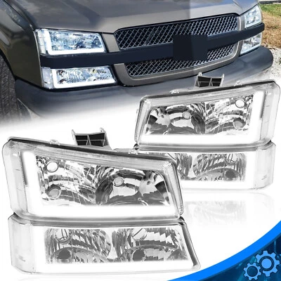Faros LED DRL cromados izquierda+derecha para Chevy Silverado Avalanche 2003-06 2007 Foto 1 de 4