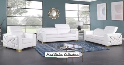 Sofá moderno de 3 piezas de cuero italiano GENUINO para sala de estar Foto 1 de 4