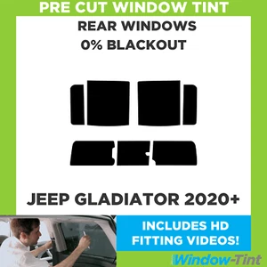 For Jeep Gladiator 2020+ Pre Cut Window Tint Rear 0% Blackout Film - Picture 1 of 10
