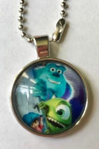 NEW Disney Monsters INC Silver Plated Round Cabochon Necklace - Great Gift - Picture 1 of 1