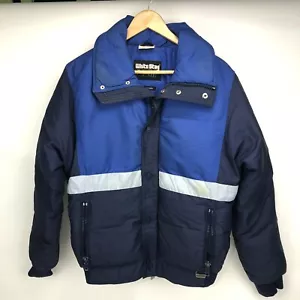Vintage 80er Jahre Herren Skijacke weiß Hirschblau Größe Small Daunen gefüllte Reißverschlusstasche - Bild 1 von 12