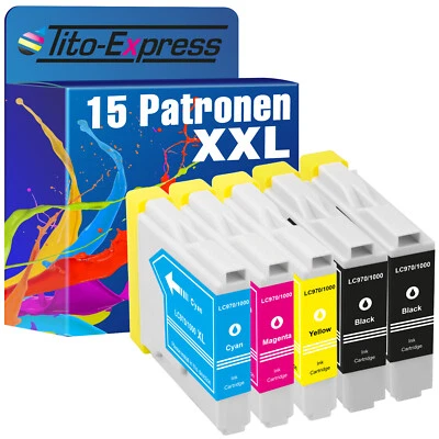 15 Patronen PlatinumSerie XXL für Brother DCP135C DCP150C DCP153C DCP157C LC-970 - Bild 1 von 2
